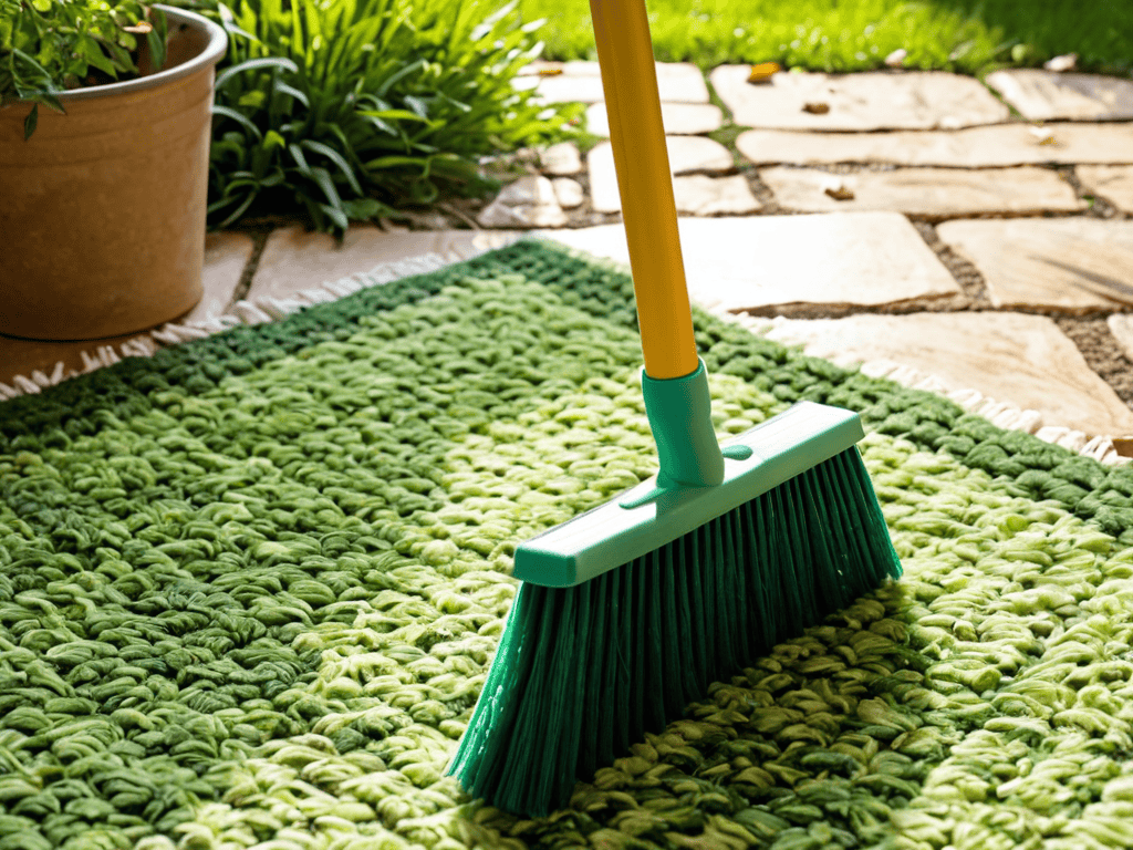 Cleaning Outdoor Rugs in backyard setting