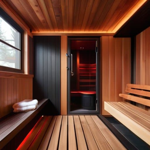 Traditional Sauna interior glowing with intense heat