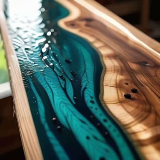 Successful resin river table pour process.